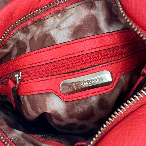 Vintage B Makowsky Coral Red Pebbled Leather Crossbody LARGE gold‎ Turnlock - Picture 6 of 8